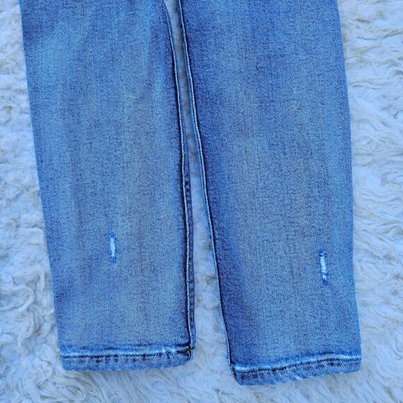 Size 24 Crop Jeans High Rise Ankle Re/Done Distressed Stretch Denim Button Fly - Picture 9 of 11